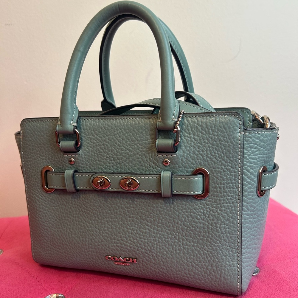 Coach Purse Blue Pebble Leather